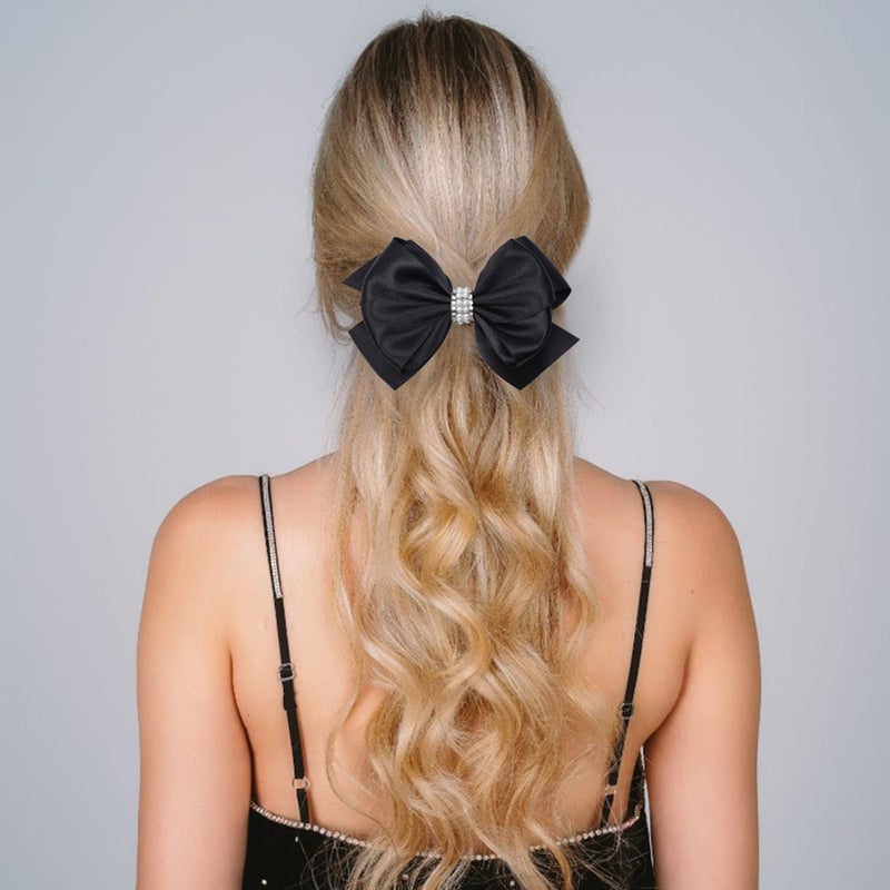 Zolyco Large Big 5 Inch Hair Bows for Girls Thick Ribbon Boutique Alligator Clips Hair Accessories for Baby Girls Toddlers Kids Teens 2 PCS (Black) - Image 3